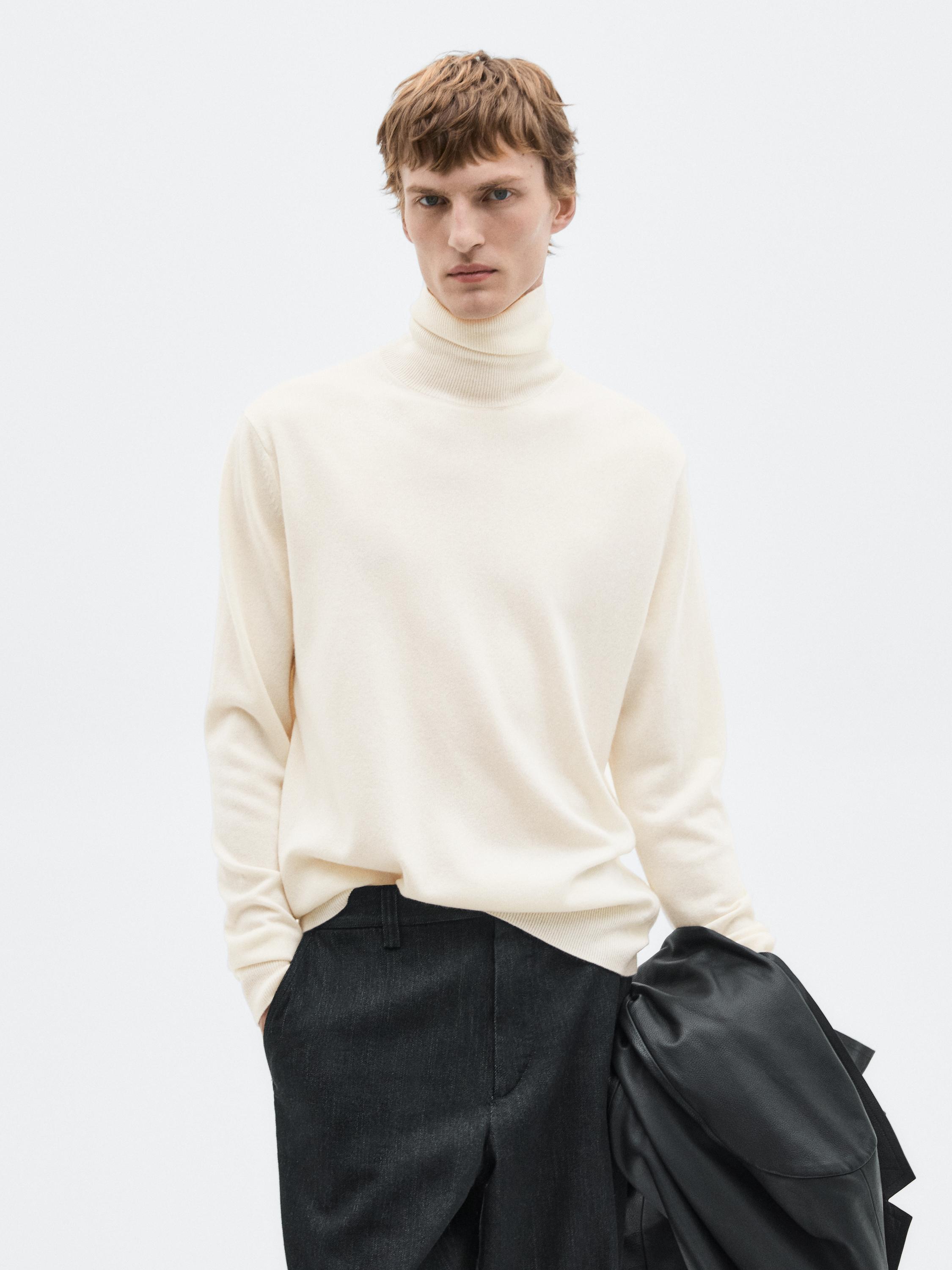Knit wool and cashmere sweater with high neck - LIMITED